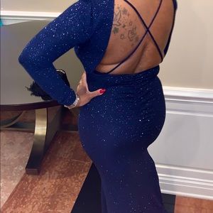 Blue glitter dress - long sleeves